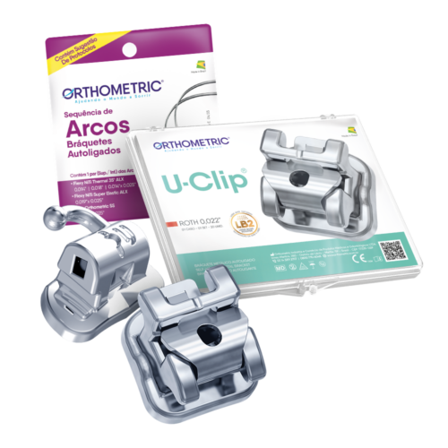 10.45.2304 – Kit Bráquete de Aço Autoligado Interativo U-Clip Roth 022 + Sequência de Arco + Tubos