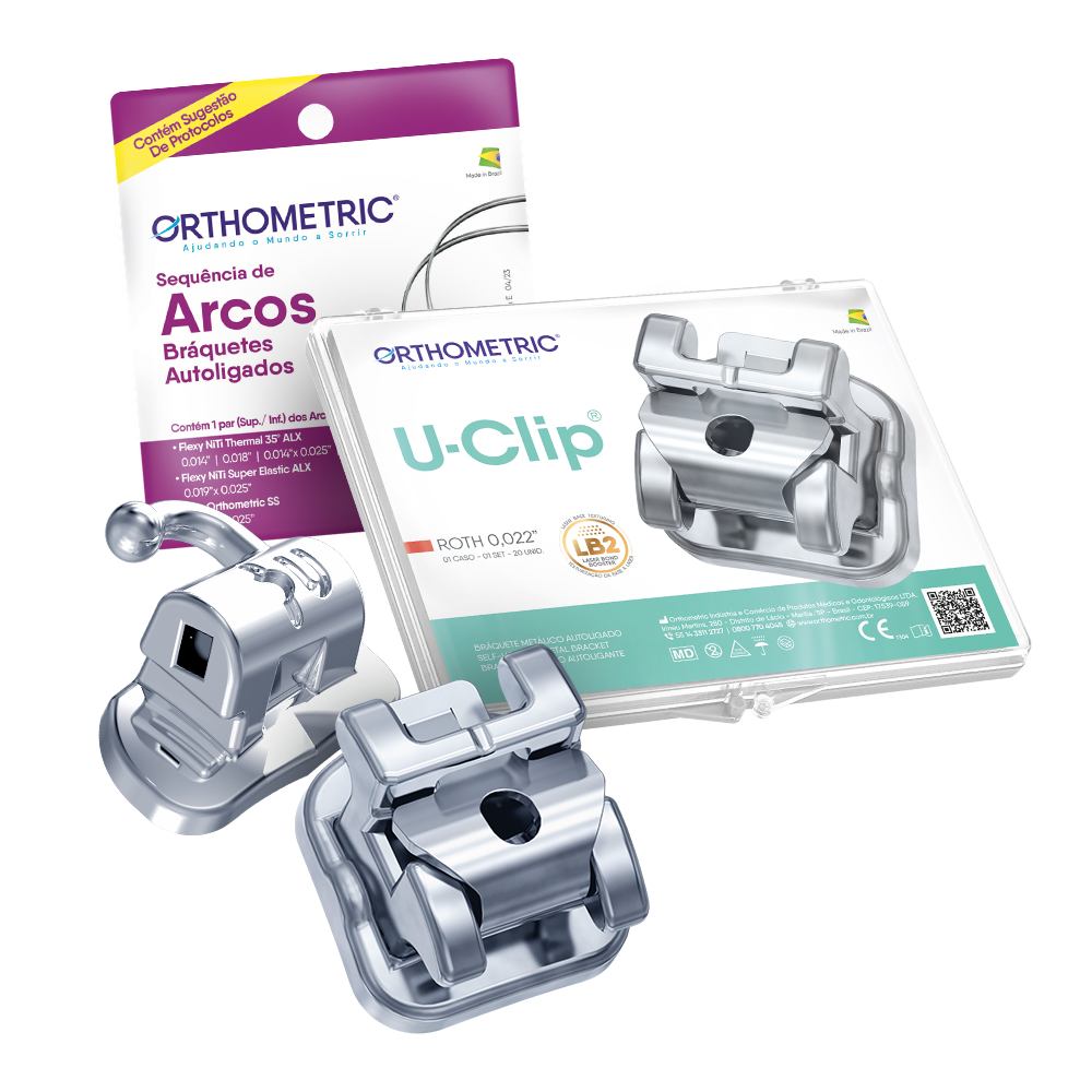 10.45.2304 – Kit Bráquete de Aço Autoligado Interativo U-Clip Roth 022 + Sequência de Arco + Tubos