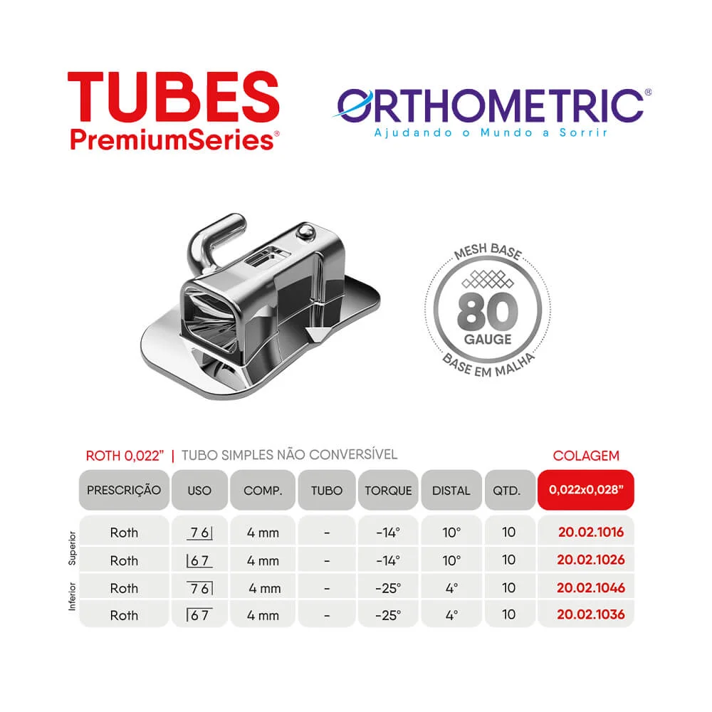 11.20.2912 – Bráquete de Aço Premium Elite Roth 0,022 01 Caso + 04 Tubos